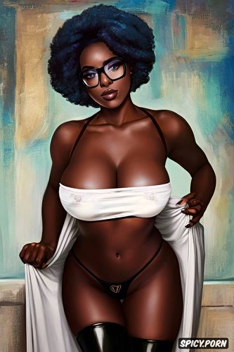 glasses, sauna, hot body, pastel color, black female, open your legs