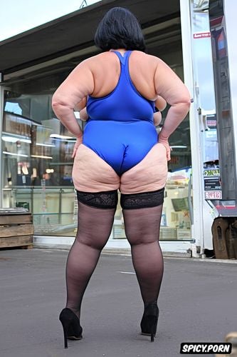 full shot, very large hips, at street, intricate, huge butt cheeks 1 4
