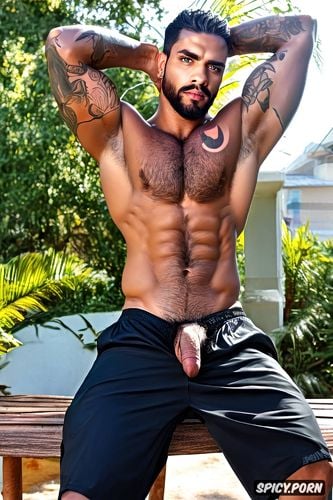 muscular, guy, one alone naked athletic arab man, male, armpits