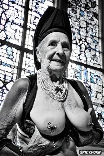 church, shaved pussy, pissing pussy, stained glass windows, wrinkly saggy skin