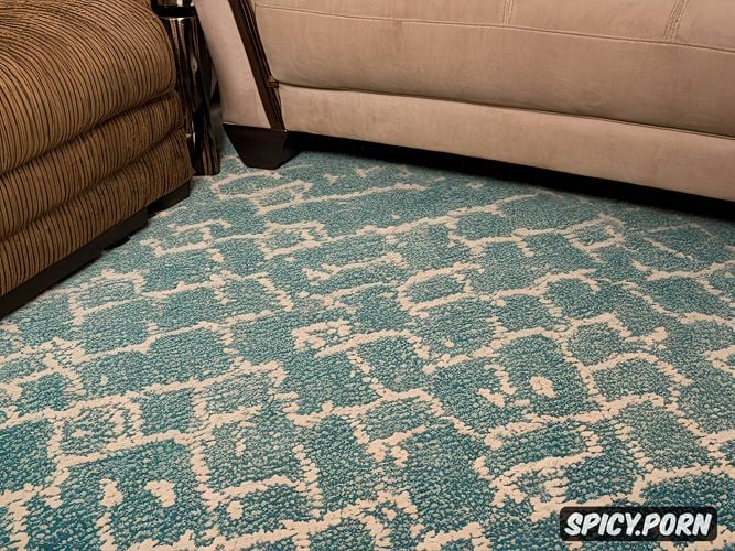 extremely detailed colorful view of blue carpeted basement large area