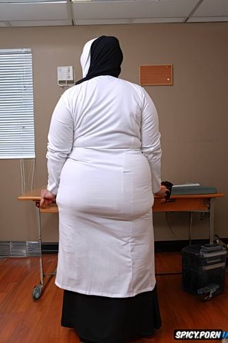 full and plumper, tight uniform, really big and fat nurse under hijab