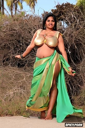 busty1 7, realistic color photo, half1 3 saree, gorgeous1 6 stunning face
