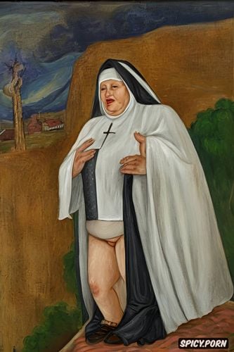 an old fat nun can see pussy from under the dress