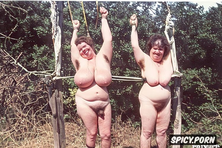 ssbbw, two white grannies, showing hanging large tits1 7, gaping wild hairy pussy