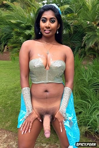 natural female young face, petite futanari sri lankan housewife in the kitchen is showing us her erected dick