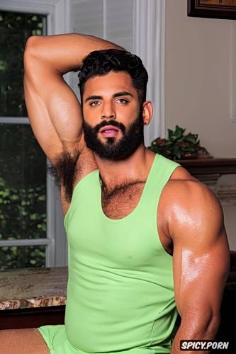 arms up, hairy body, male, macho, saudi arab, sexy, squared jaw