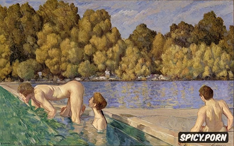 gay, paul cézanne, three hairy nude men, big long dicks, félix vallotton