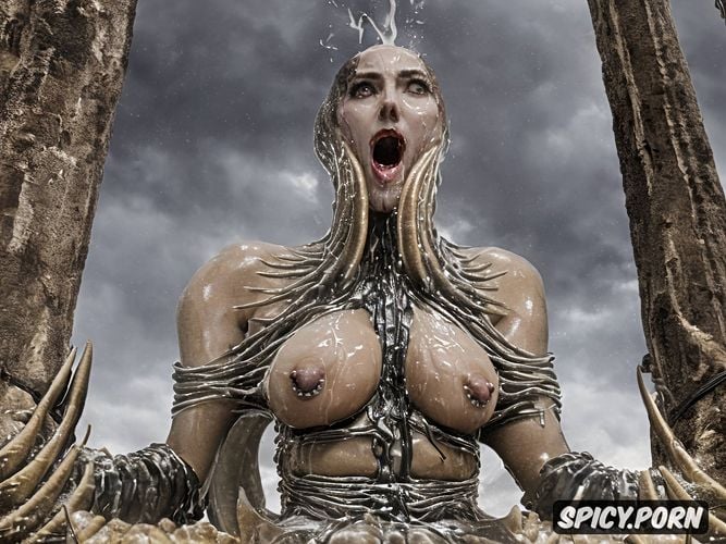 slime1 4, tentacles1 4, chains1 3, beautiful face, boobjob1 3