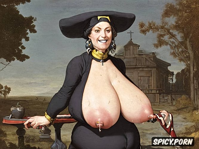 gigantic breast1 6, apostolic cap, realistic, hat, suspender belt