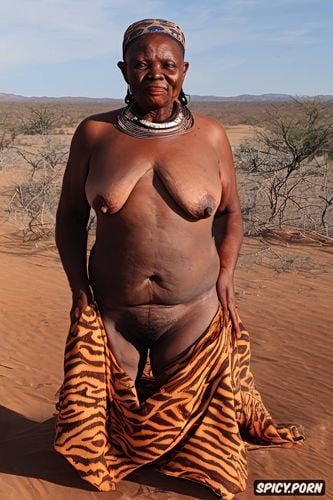 wearing revealing traditional animal skins, tits bulging at the ends