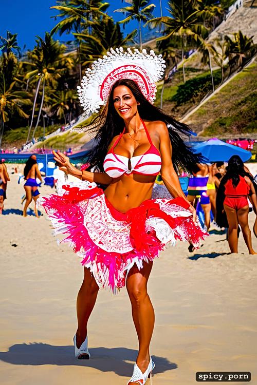 52 yo beautiful performing white rio carnival dancer at copacabana beach