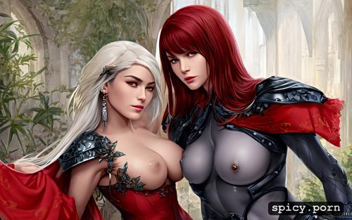 medieval fantasy warrior, pierced nipples, lifelike, latin woman with detailed face