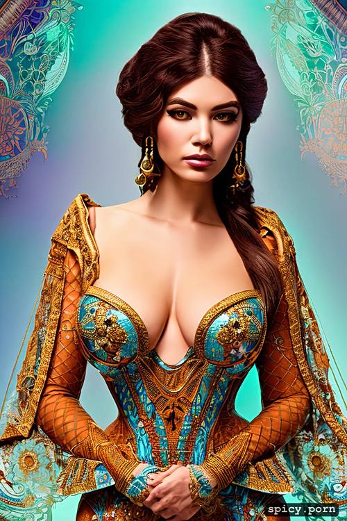 highly detailed, elegant, busty, intricate patterns, female