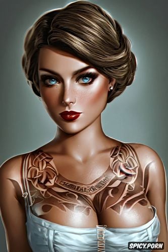 elizabeth bioshock infinite beautiful face young, tattoos masterpiece