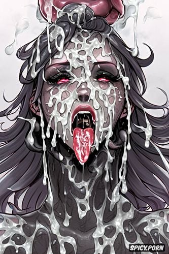 squirt fountain orgasm facial cum sprayed, goth woman, tongue out