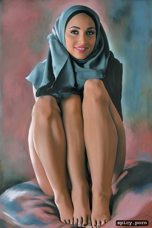 hijab woman feet in nylons, cute face