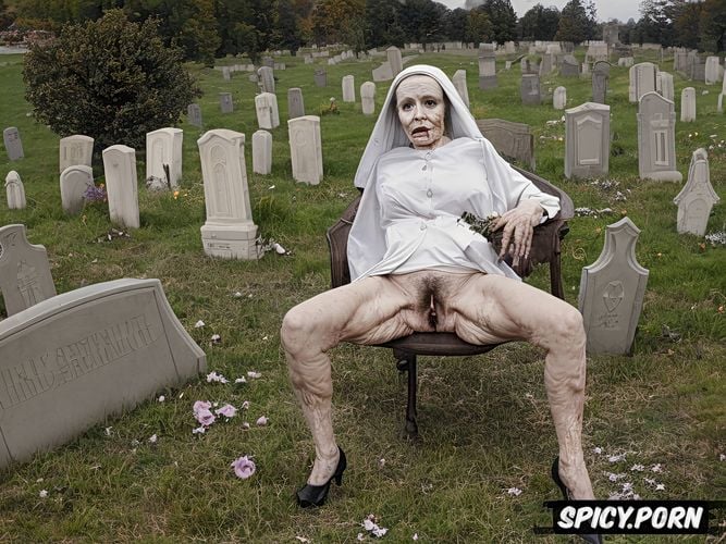 very old granny, spreading cellulite legs, grey hair, vaginal gape