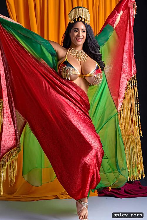 performing barefoot on stage, 41 yo moroccan bellydancer, wide hips