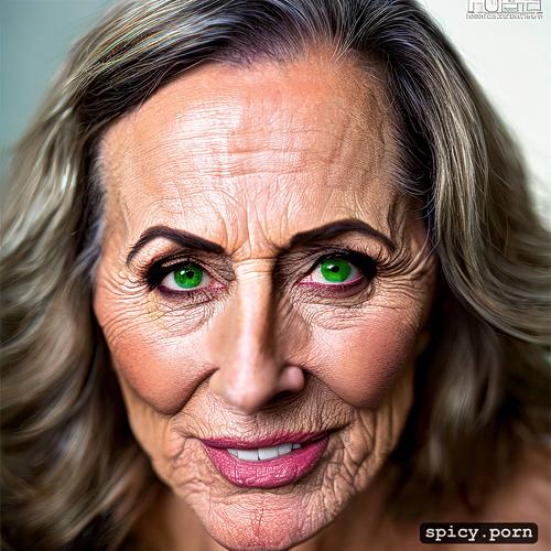 intricate hair, gilf, face with wrinkles, white lady, ugly, natural tits