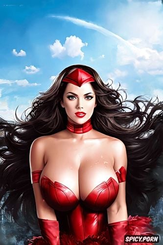 real scarlet witch huge boobs cleavage with cum in face and boobs in war