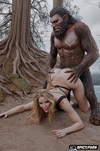 doggy fucking her deep, deep penetrating fuck, woman enjoys sasquatch fucking her doggy style