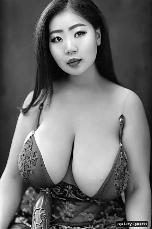 chinese woman, stunning face, party, chubby body, precise lineart