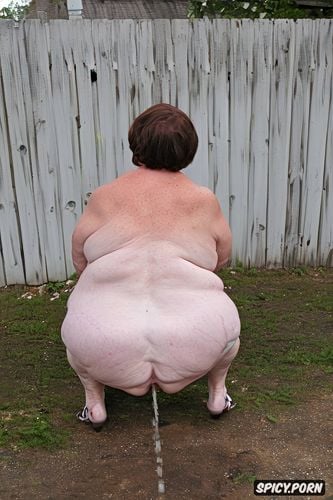 rear view, pastel colors, hyper detailed, hyperrealistic pregnant pissing muscular thighs red bobcut haircut