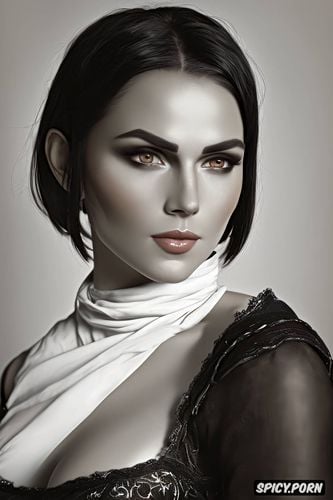 k shot on canon dslr, masterpiece, innocent, bethany hawke dragon age beautiful face pale skin short soft black hair