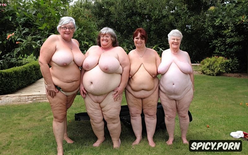 tanlines, three elderly women in their nineties, wide waist