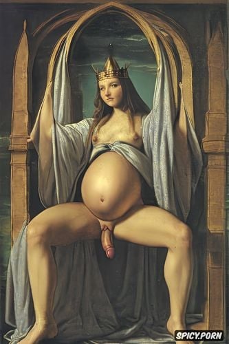 altarpiece, holy, halo, spreading legs, crown radiating, masturbating