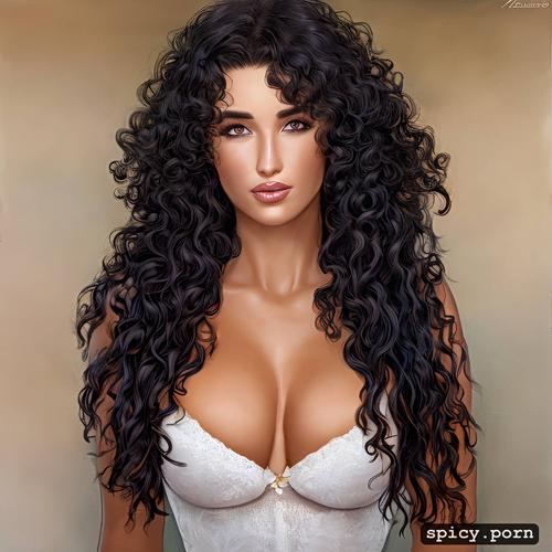long blackcurly hair, without tattoo, colors, ultra detailed