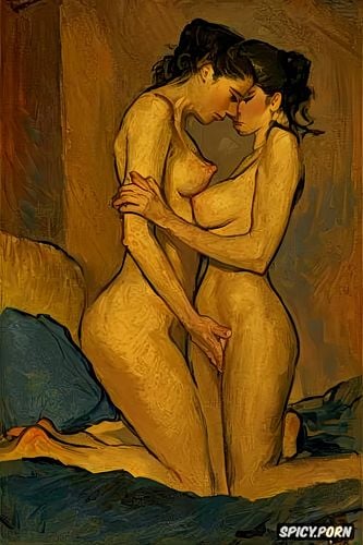 night black windows, intimate tender lips modern post impressionist fauves erotic art