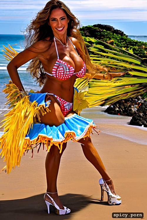 46 yo beautiful performing white rio carnival dancer at copacabana beach