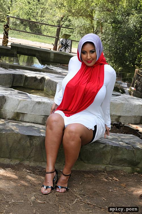 hijab woman, big tits, doggy