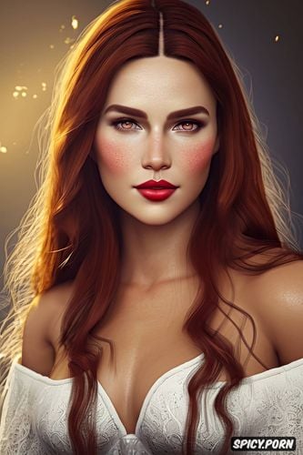 k shot on canon dslr, masterpiece, innocent, bethany hawke dragon age beautiful face pale kissed skin long soft dark red hair