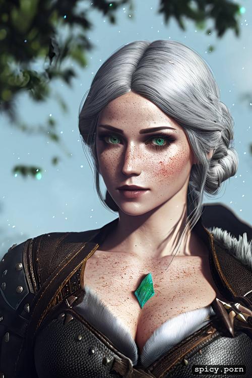the witcher 3, light freckles, ultra detailed, ciri, pale skin