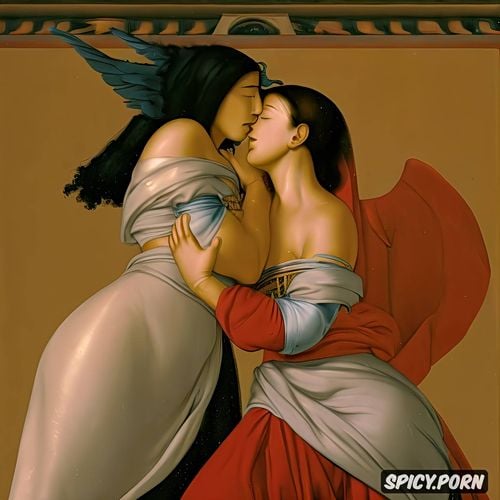 ancient egypt, lesbian couple kissing