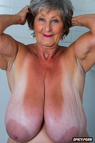 intricate, caucasian, naked, 70 years old granny, perfect anatomy