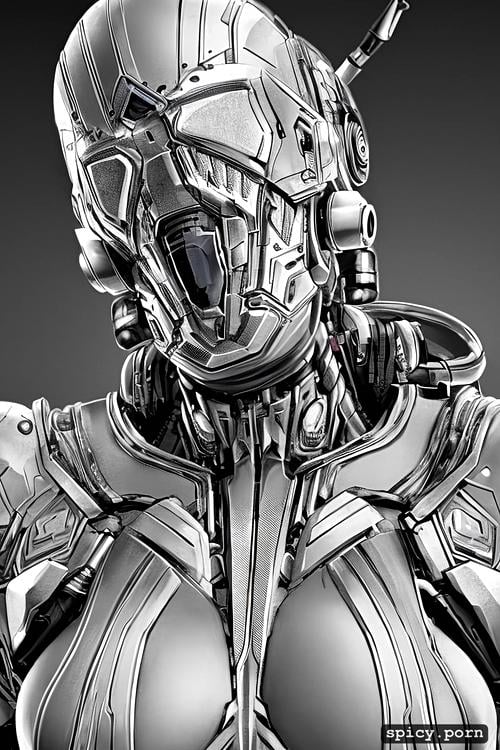 highly detailed, human, full shot, techno organic exoskeleton armor