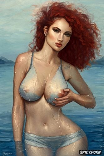 selfie, red hair, little tits, jacuzzi, classical painting, pale skin