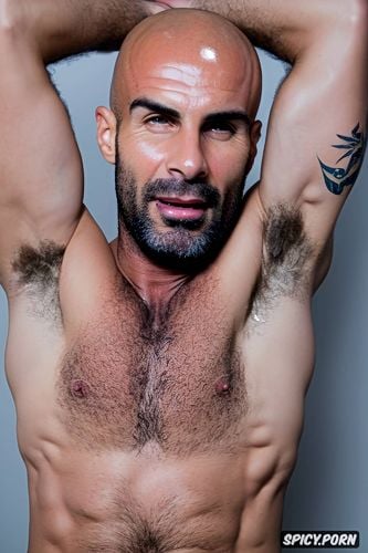 some body hair, nice abs, solo man body muscular, big bush, uncut tattooed arms perfect face big erect penis josep guardiola face
