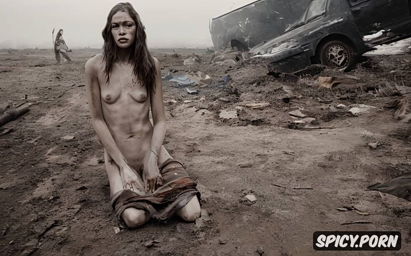 18 russian whore, she is kneeling, she is on her knees, she is naked