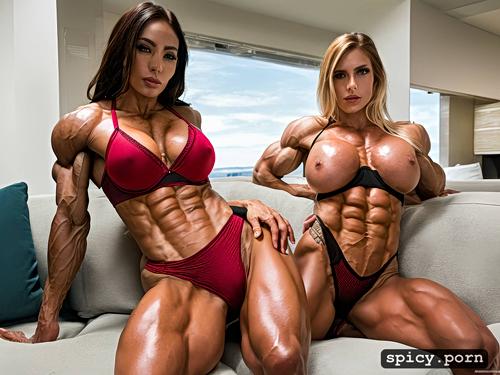 veiny biceps, female bodybuilders, extremely well defined muscles