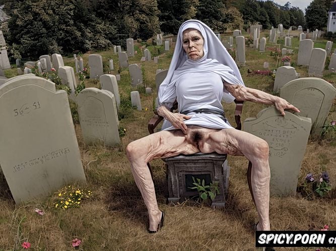 ninety, point of view, catholic nun, huge massive tits, cemetery