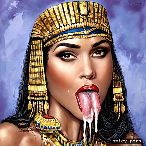 giving deepthroat blowjob, cum all over cleopatra body oral sex