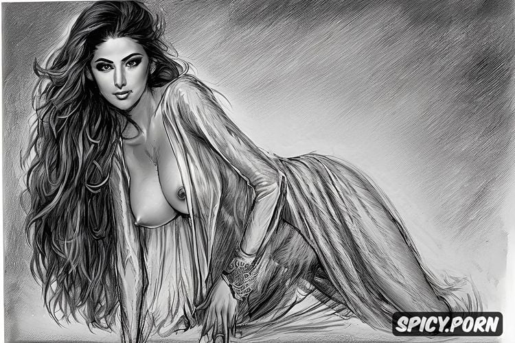 pencil drawing, nice abs, intricate hair, art by dgtlv and henry asencio and zeen chin and josephine wall and edwin deakin