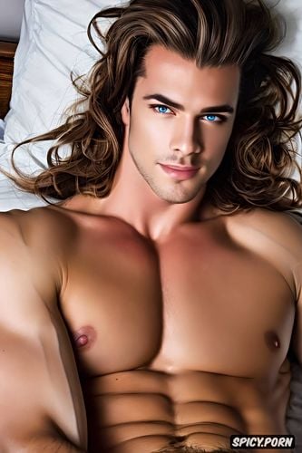 enormous muscular shaven roided chest, italian model male with blue eyes
