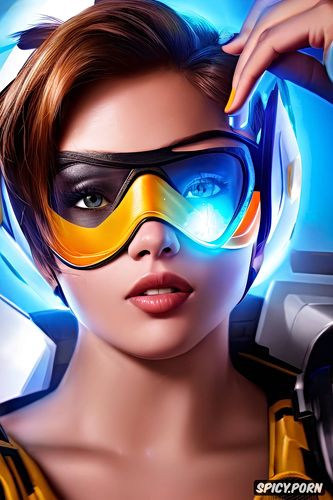 ultra detailed, 8k shot on canon dslr, masterpiece, tracer overwatch beautiful face