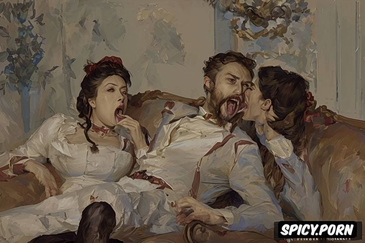 dracula, open mouth, husband and wife on couch, pyotr krivonogov